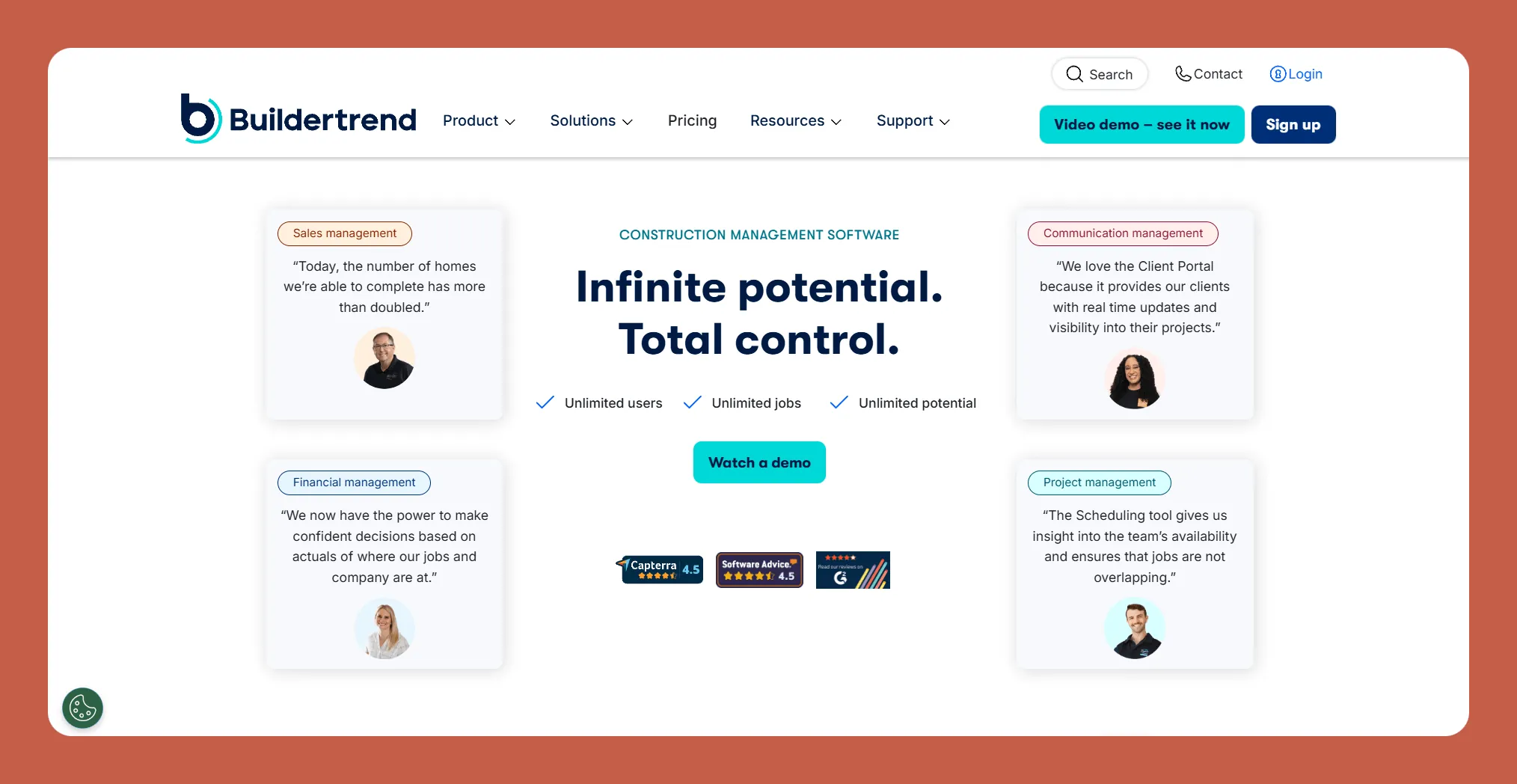 Interface de Buildertrend