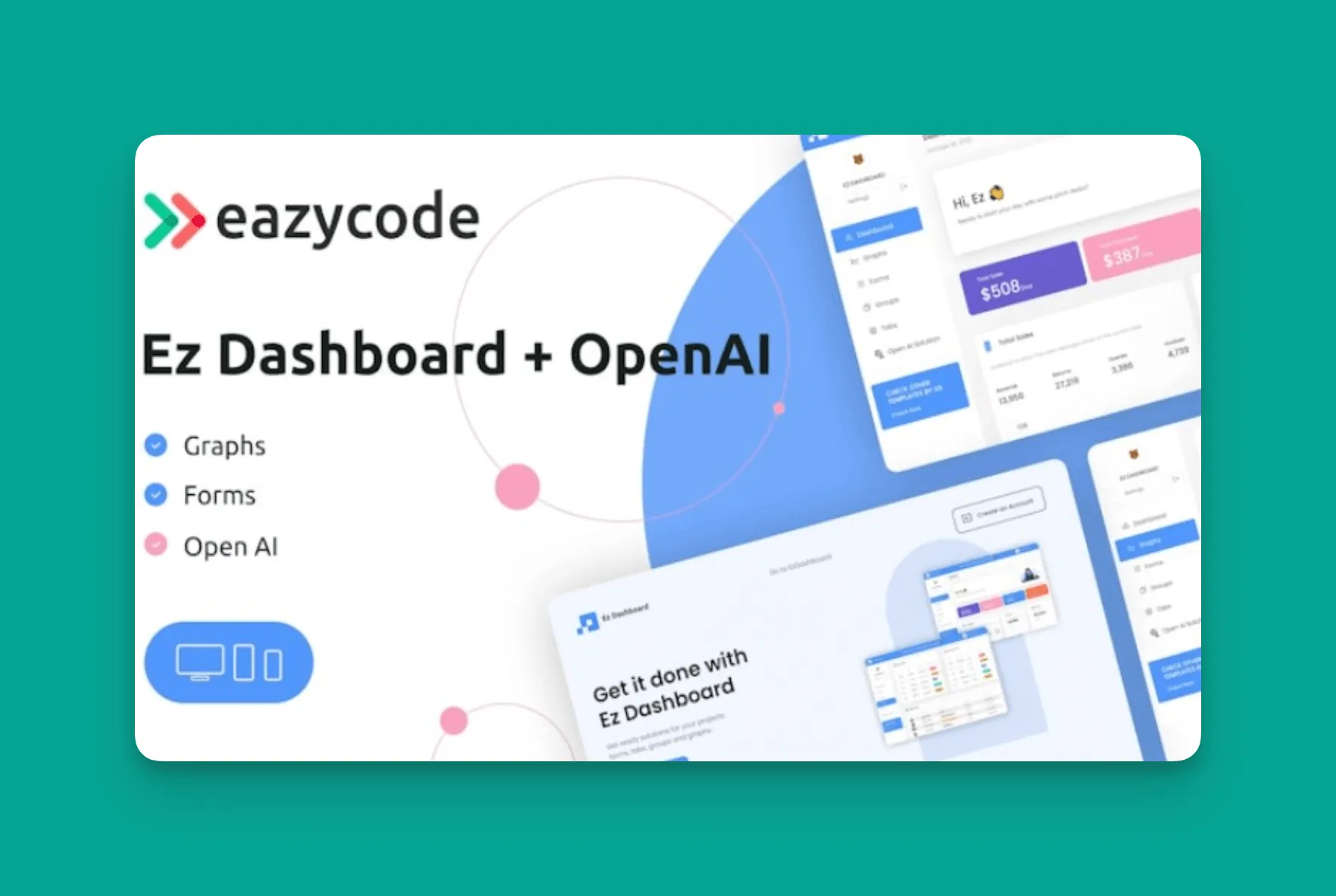 Captura de pantalla de la plantilla Bubble EZ Dashboard
