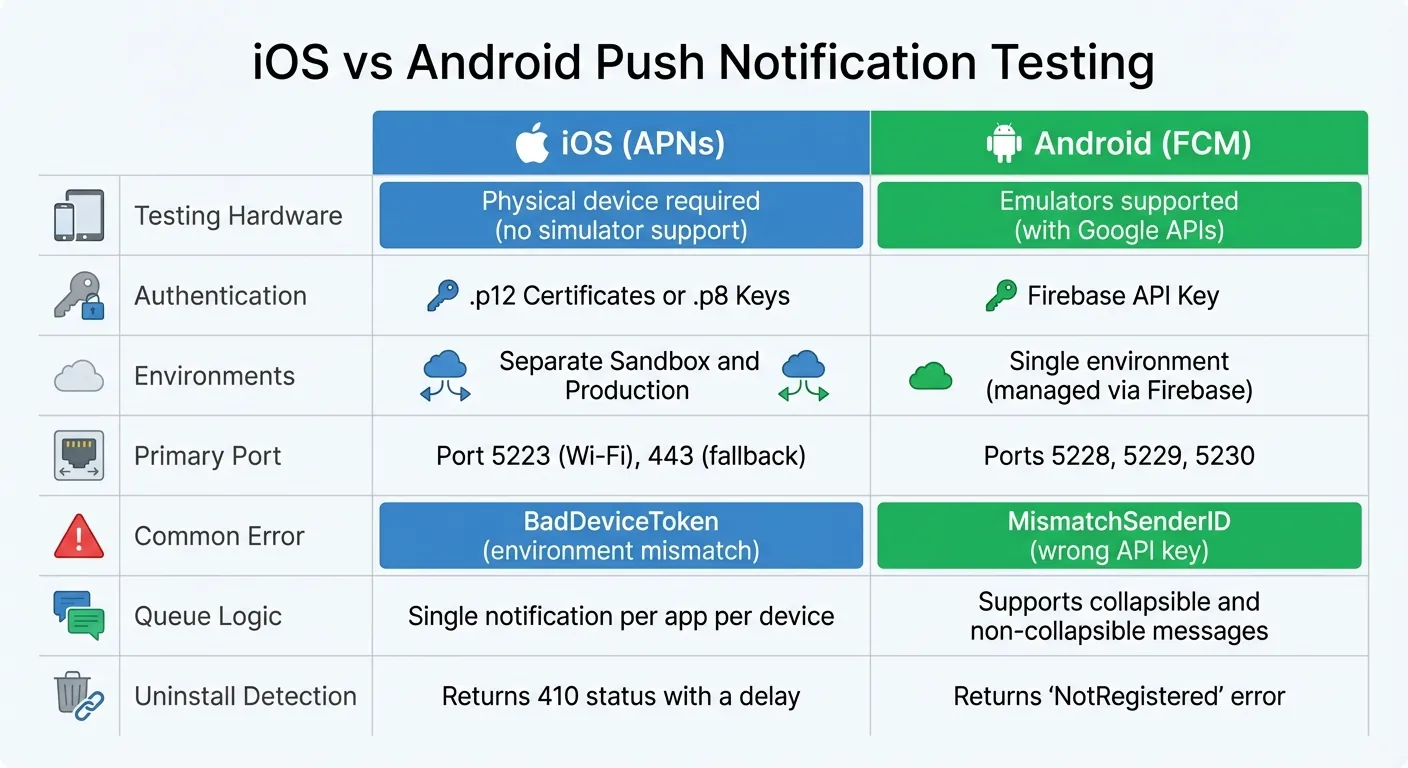 Prueba de Notificaciones Push en iOS vs Android: Diferencias Clave y Errores Comunes