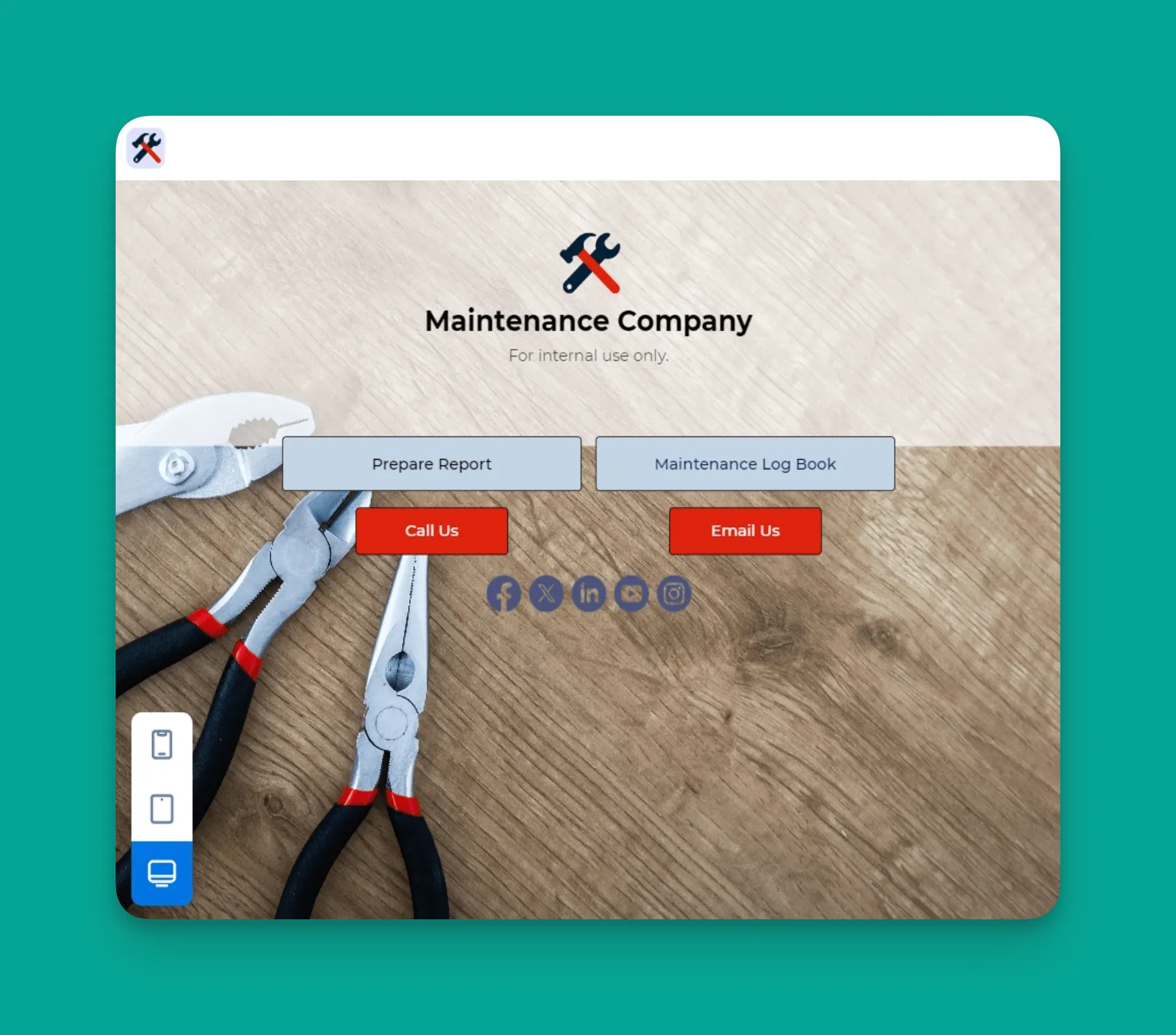 Captura de pantalla de la plantilla de registro de mantenimiento de Jotform