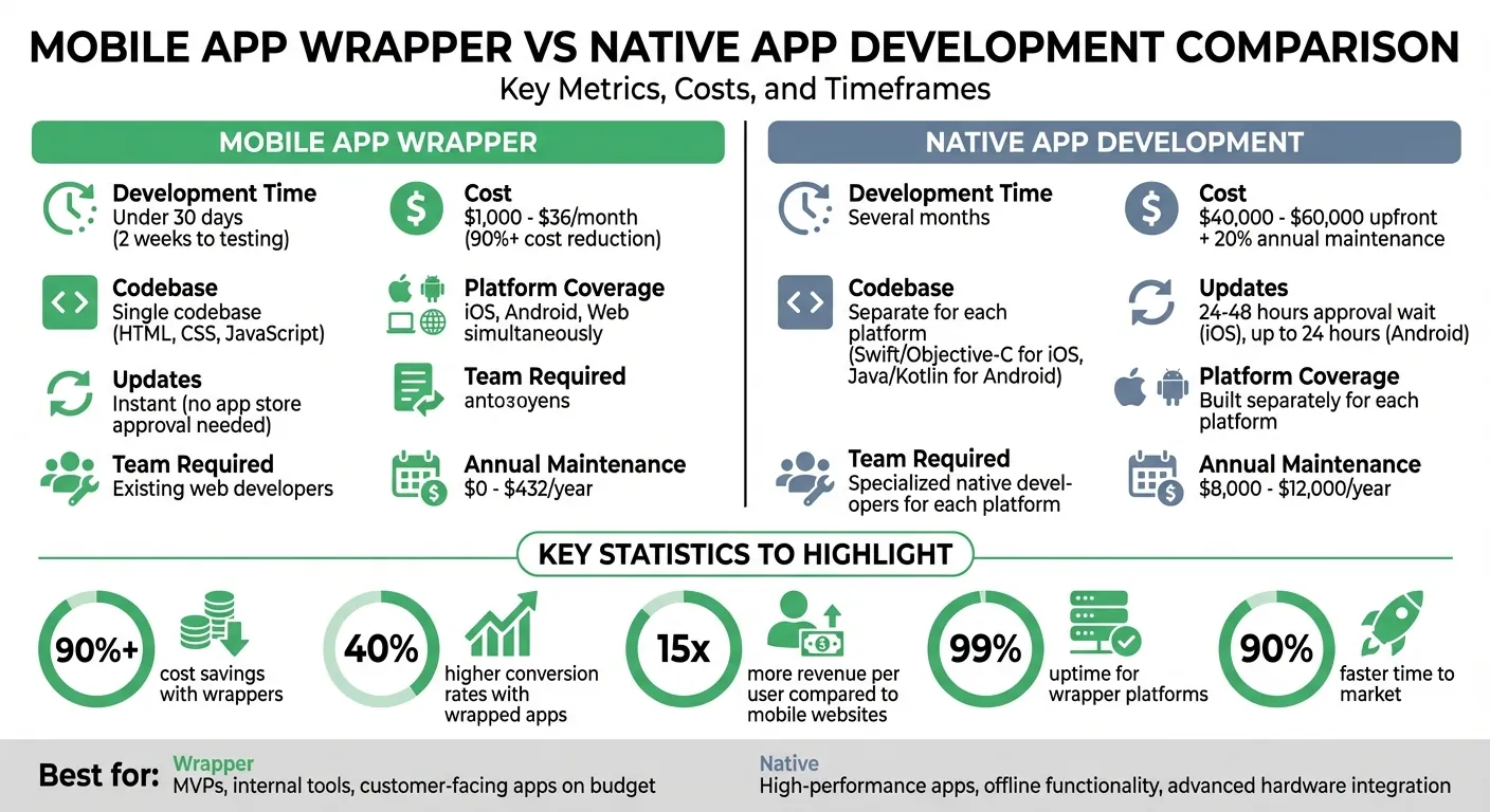 Envoltorio de aplicación móvil frente a desarrollo de aplicaciones nativas: comparación de costos, tiempo y beneficios