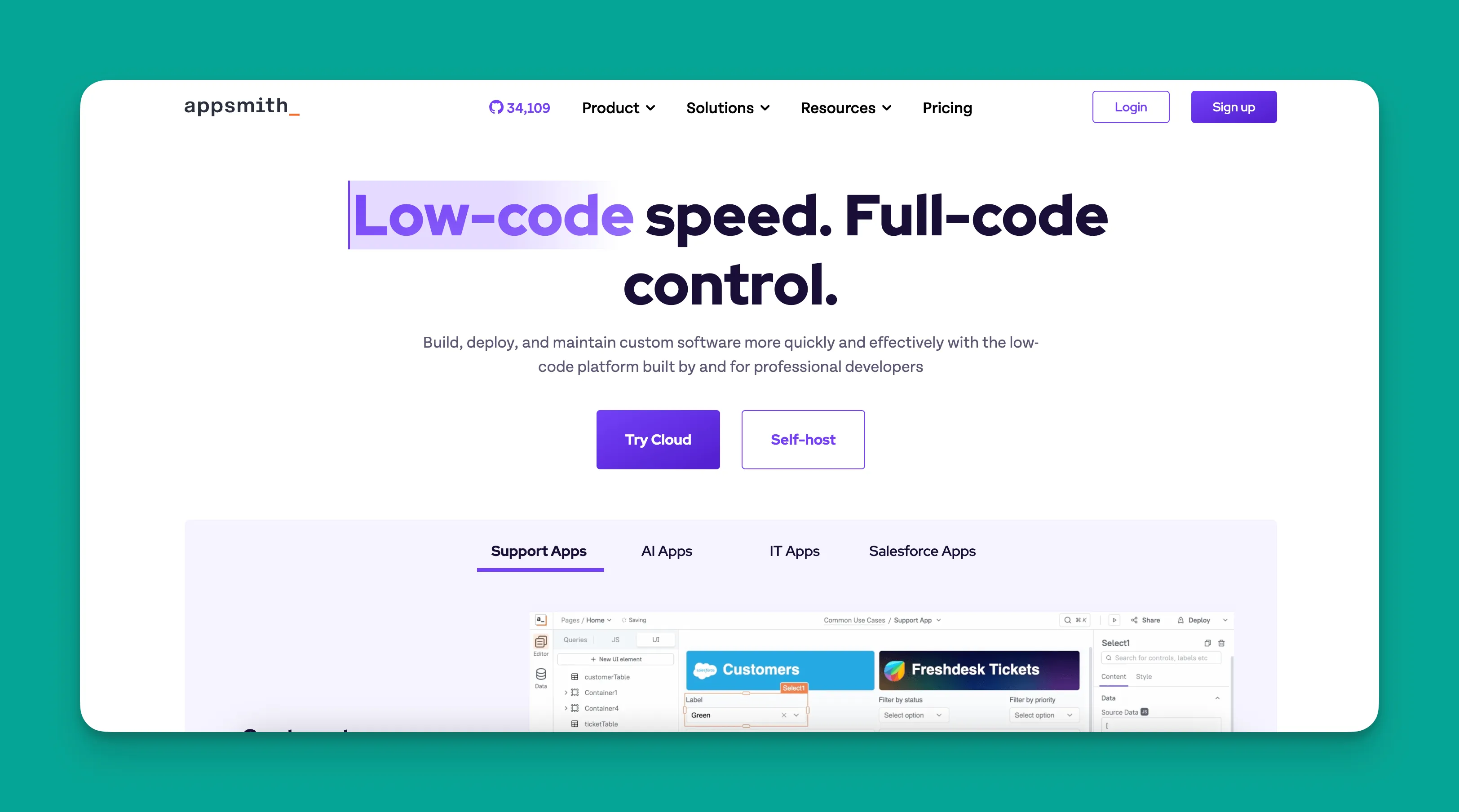 Interfaz de Appsmith