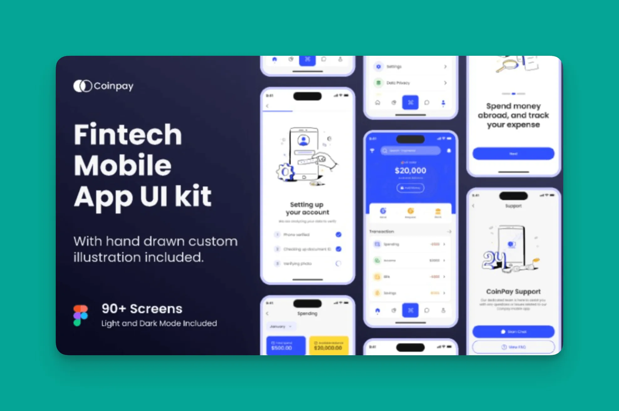 Captura de pantalla de plantilla fintech de Figma