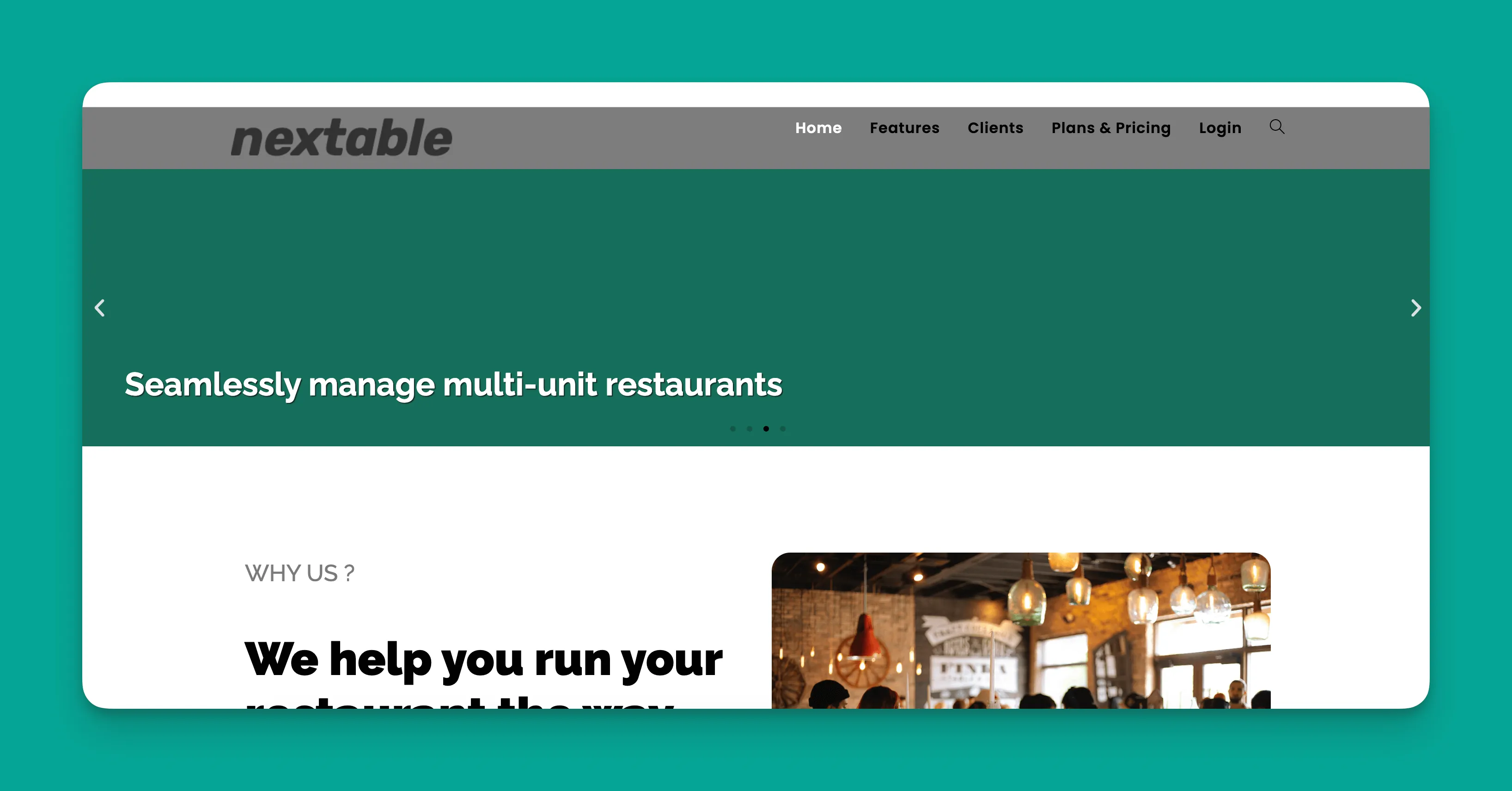 Interfaz de gestión de reservas Nextable