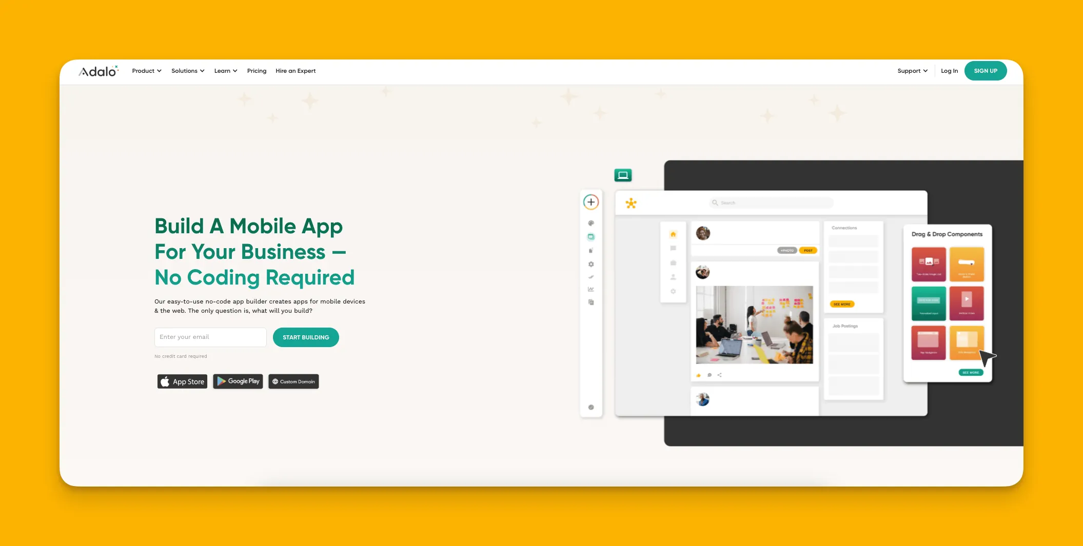 Interfaz del generador de aplicaciones de escritorio de Adalo
