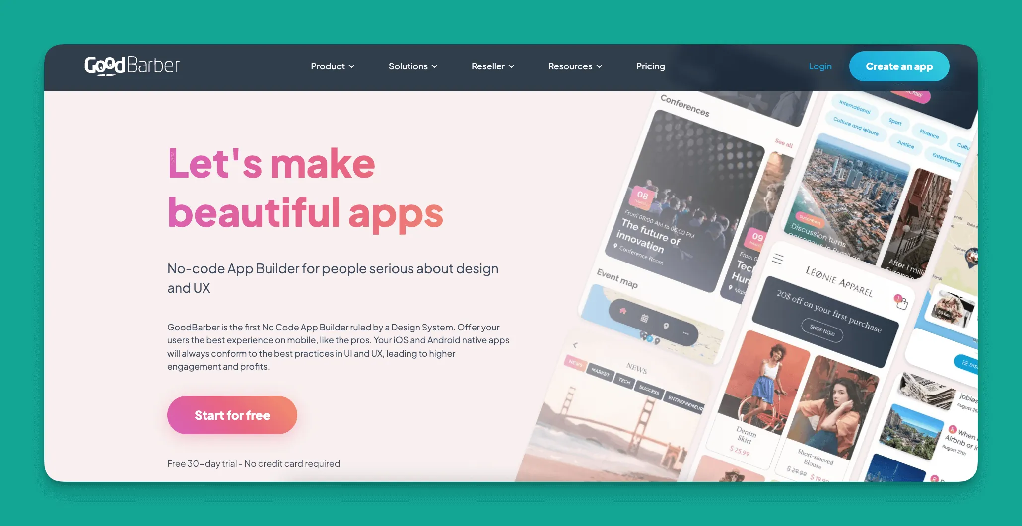 Interface du générateur d'applications GoodBarber