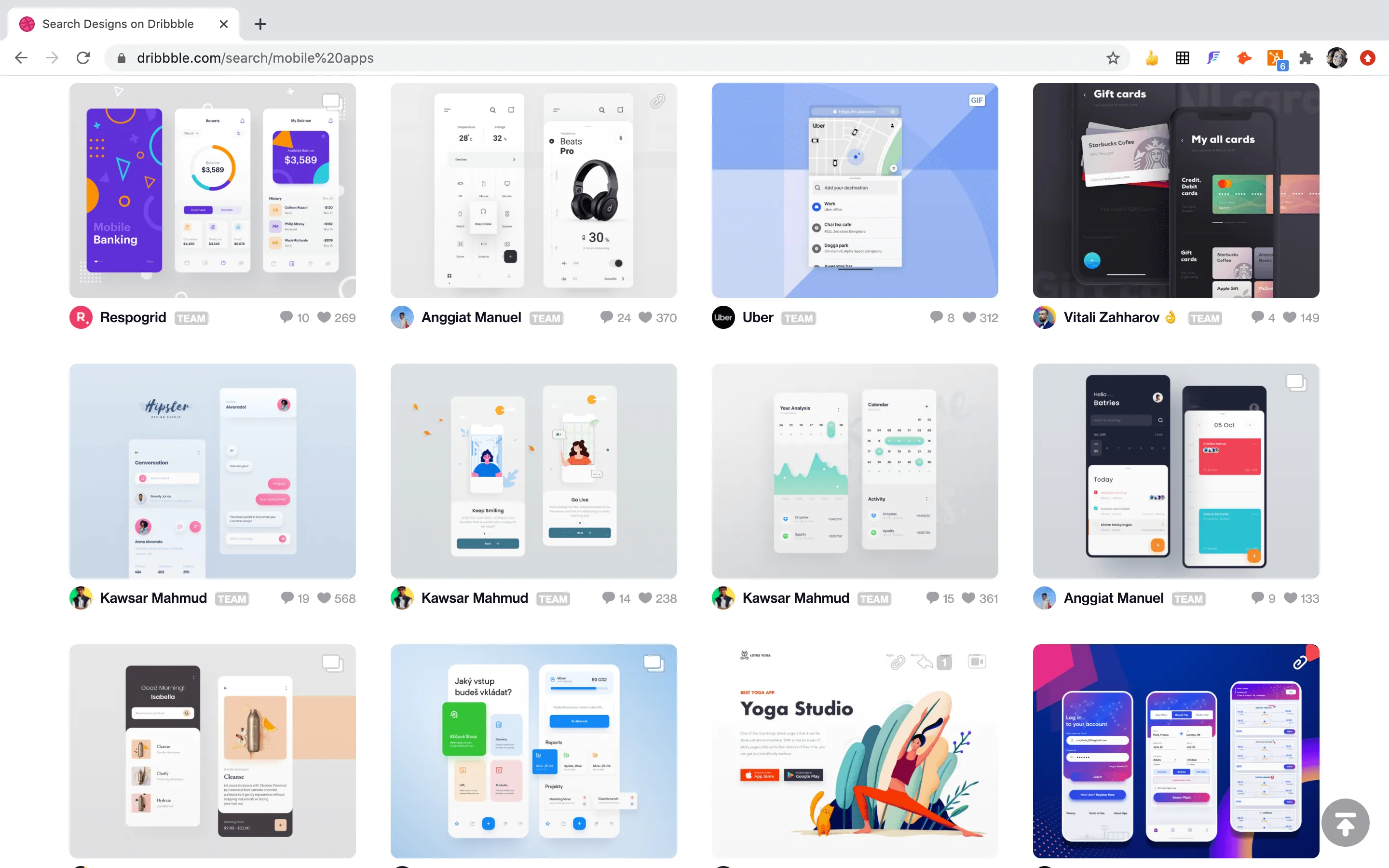 Inspiration de design Dribbble