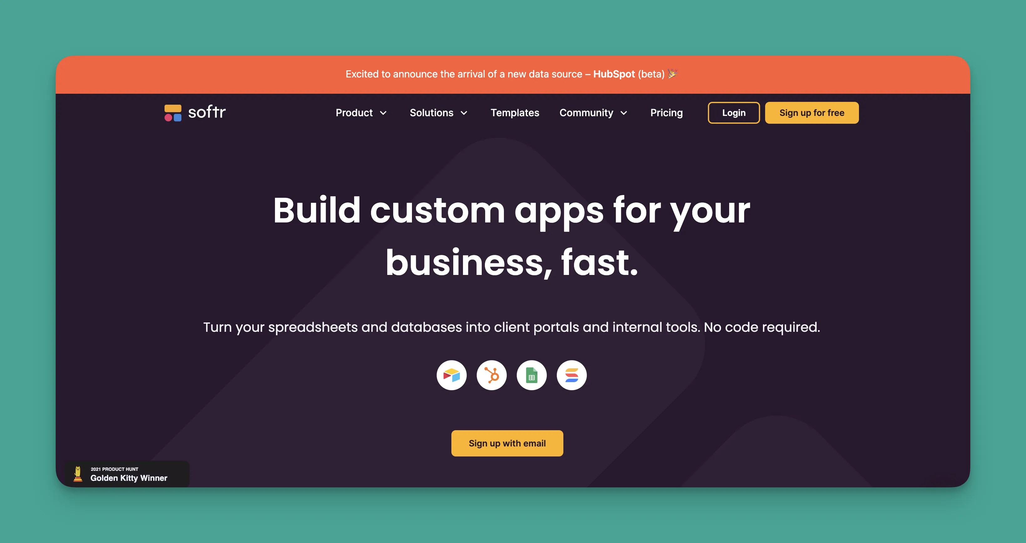 Interfaz del constructor de aplicaciones Softr