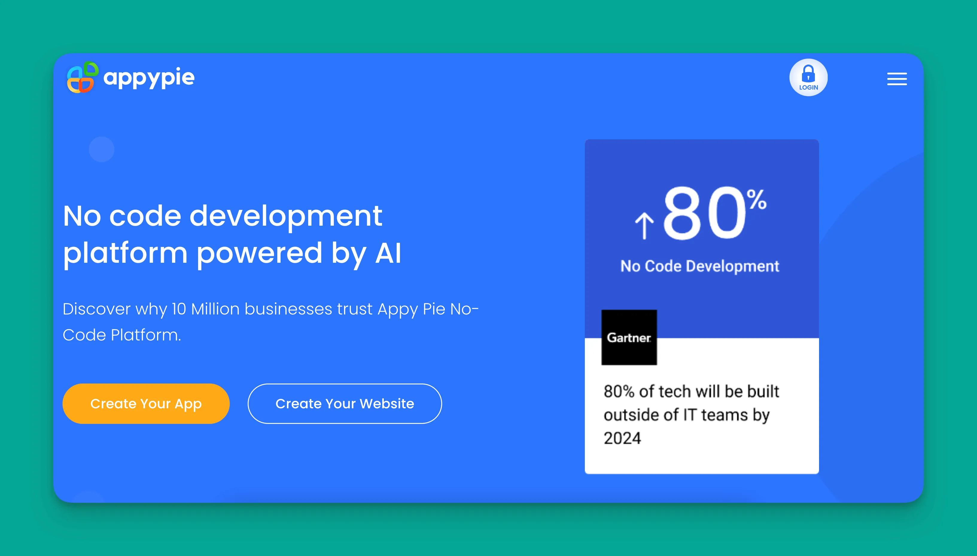 Interfaz del constructor de aplicaciones Appy Pie