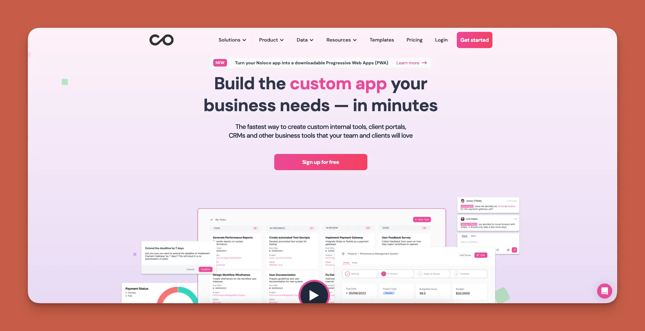 NoLoco app builder interface