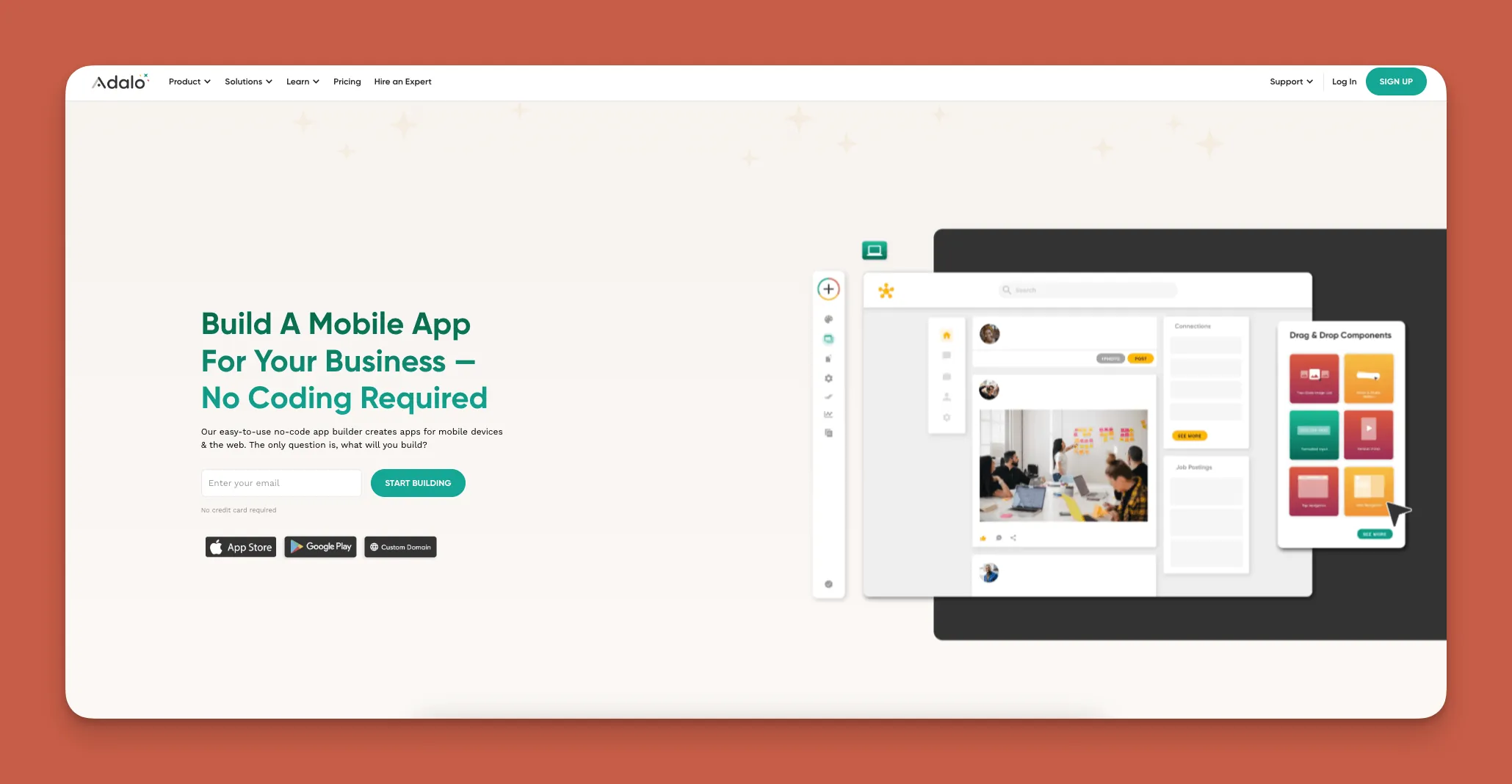 Interfaz del constructor de aplicaciones web Adalo