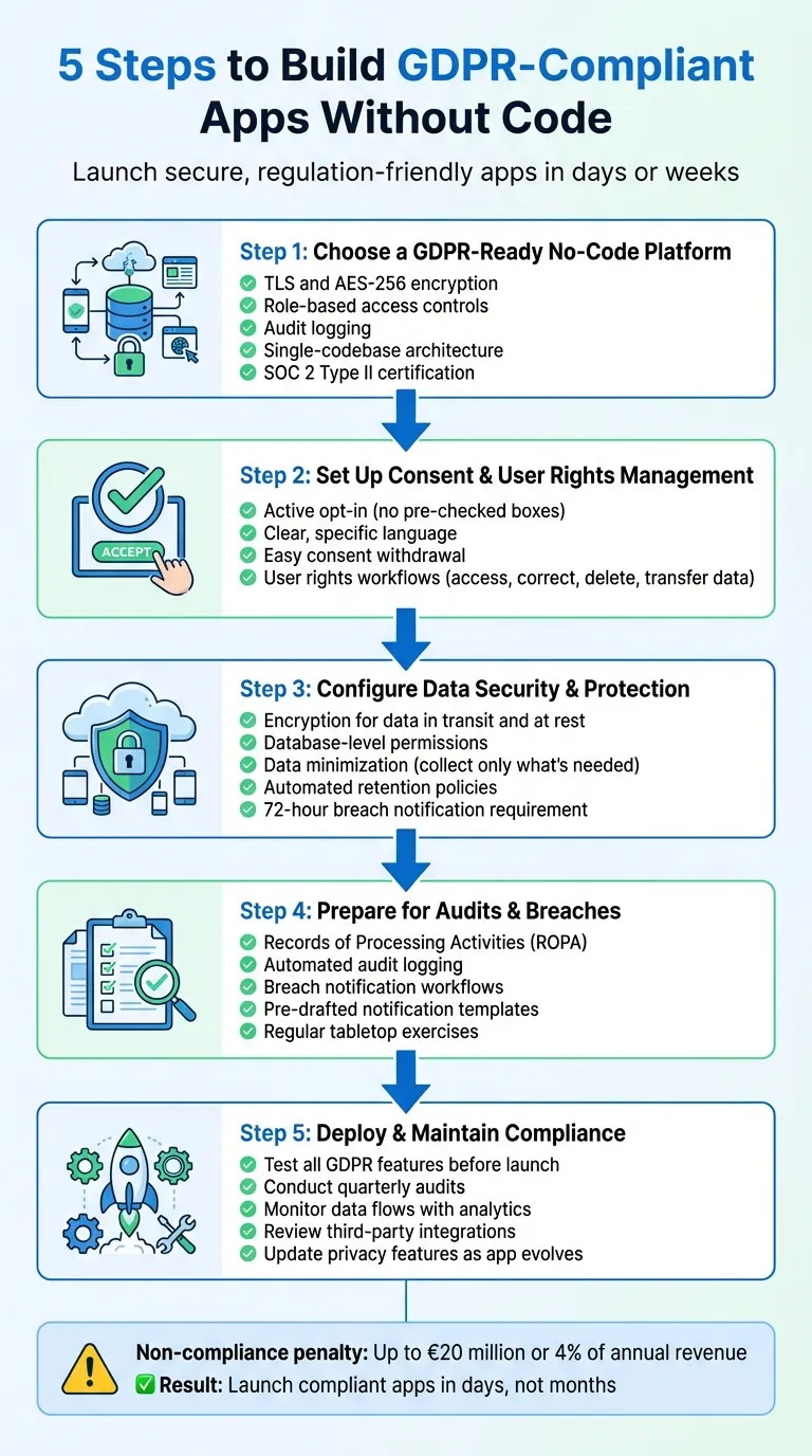 5 pasos para construir aplicaciones que cumplen con GDPR sin código