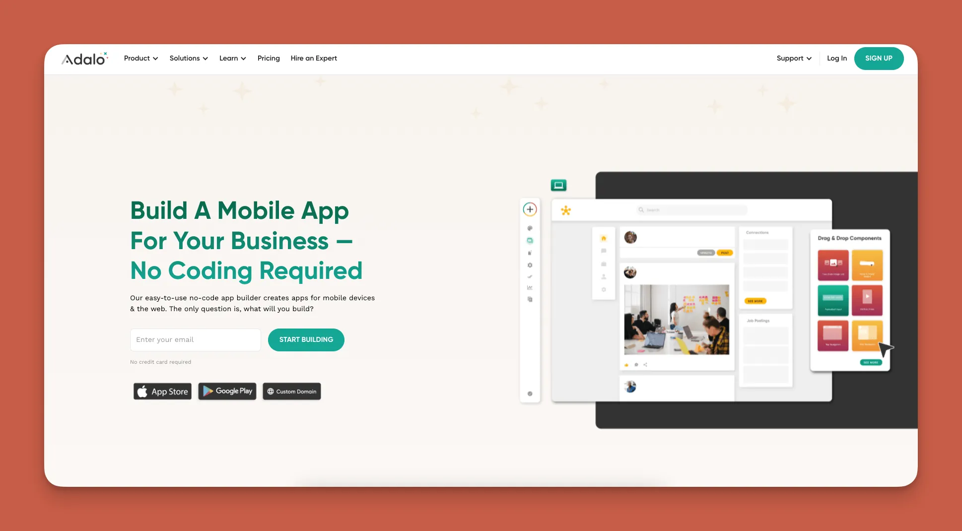 Adalo event management app builder interface