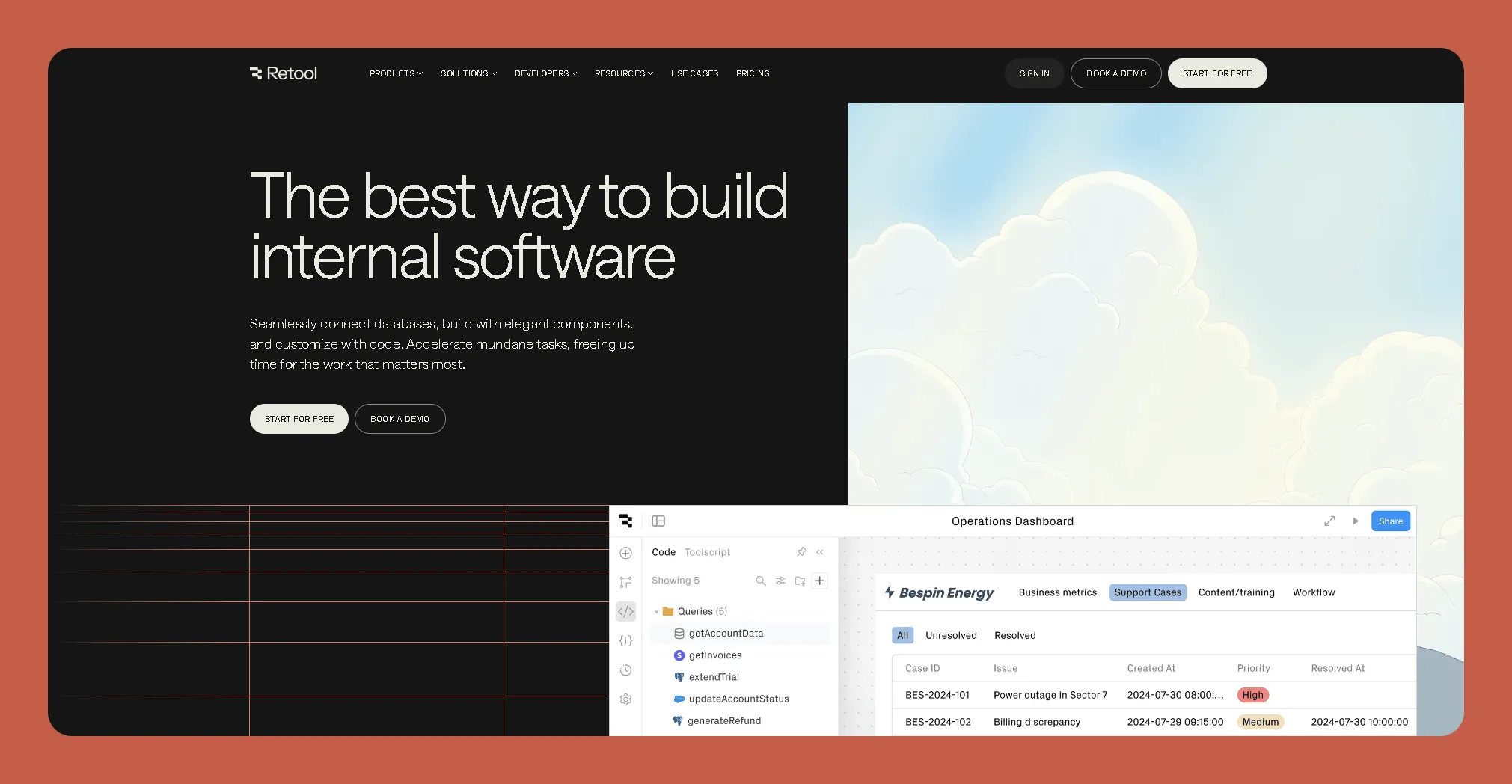 Interfaz de plataforma Retool