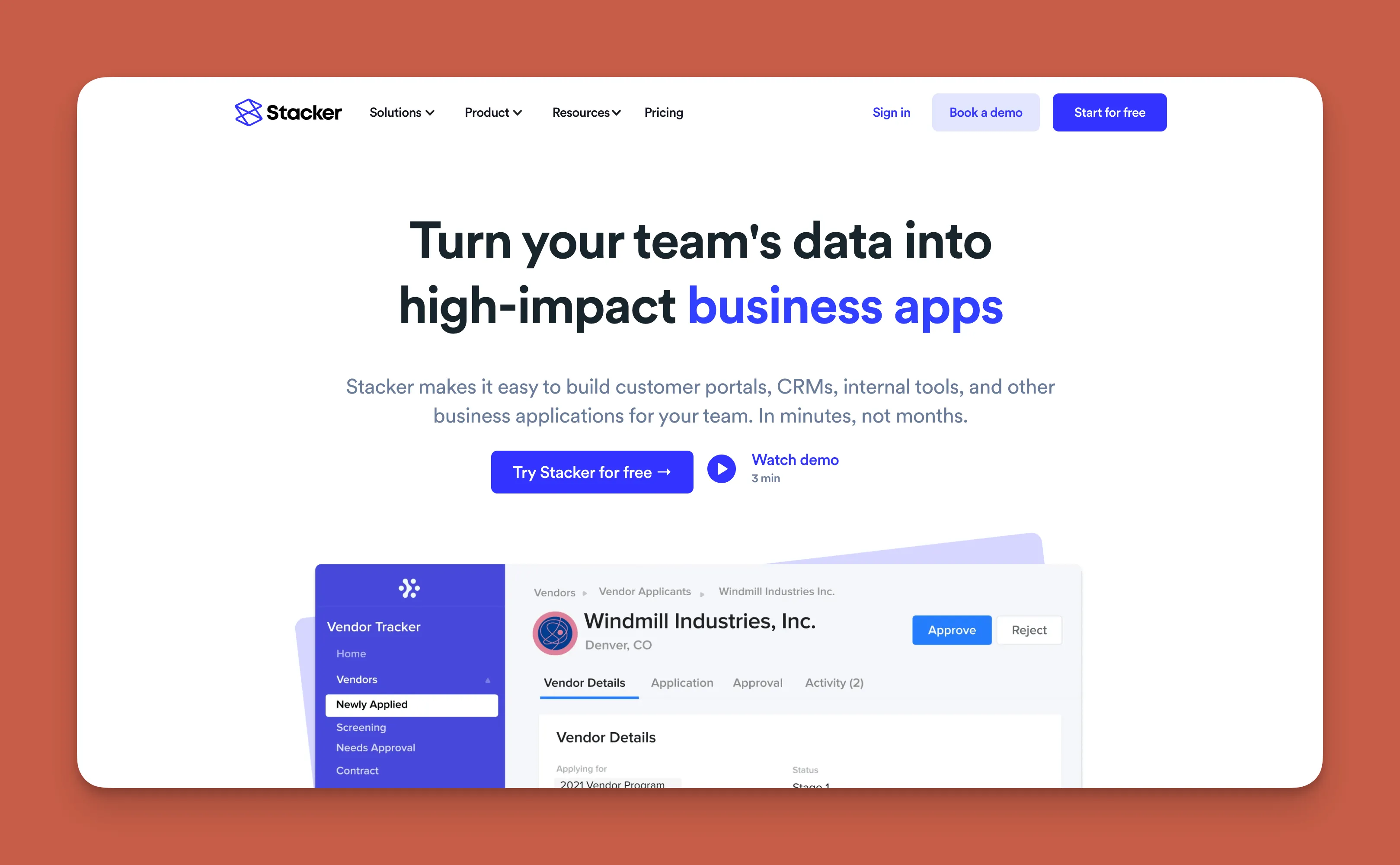 Interfaz del constructor de herramientas internas Stacker