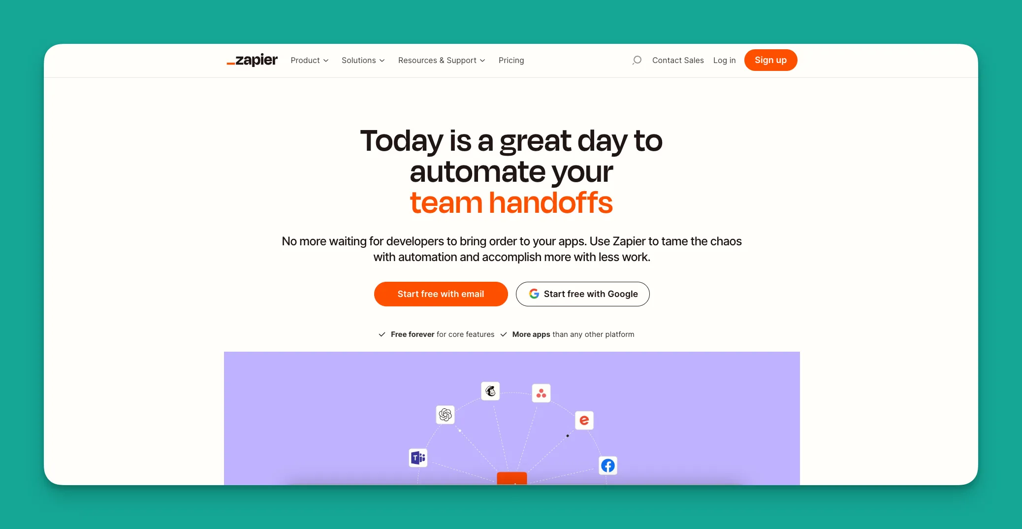 Interfaz de automatización de Zapier