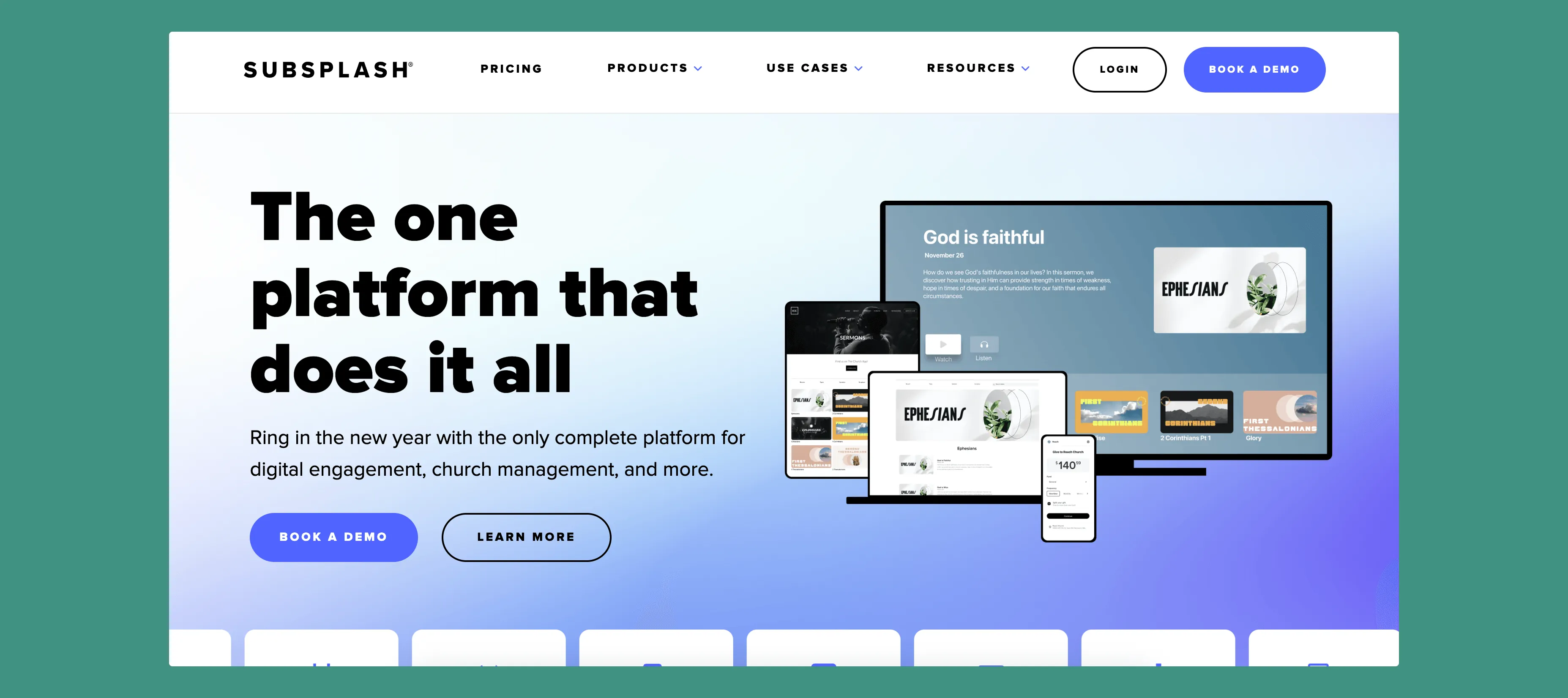 Interfaz del constructor de aplicaciones Subsplash