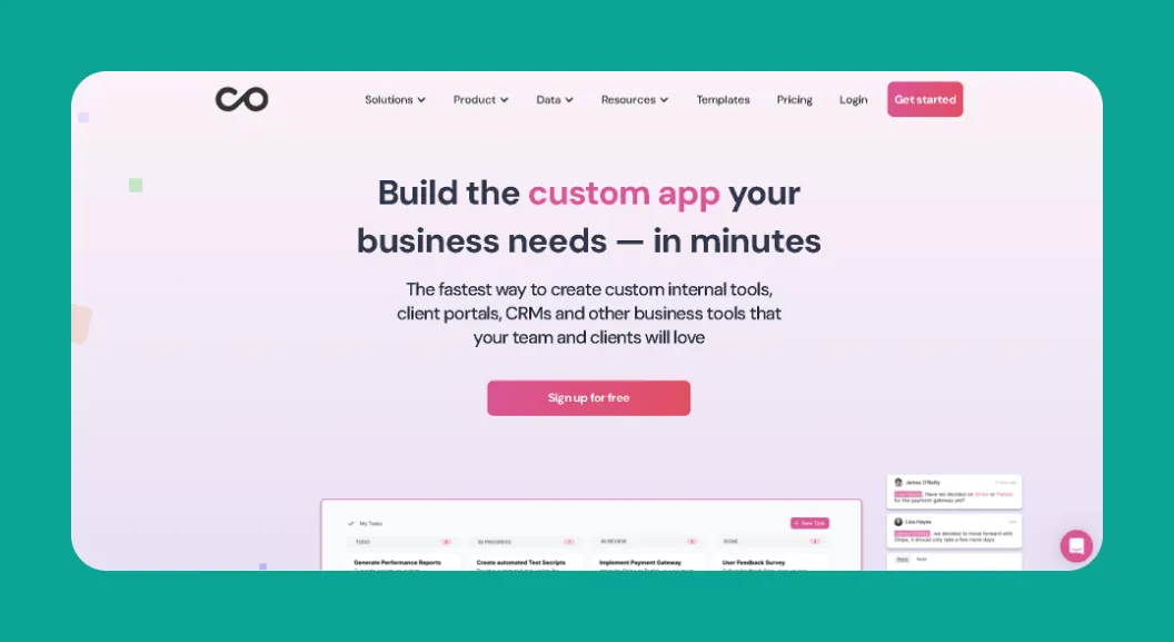 Interfaz del creador de aplicaciones Noloco