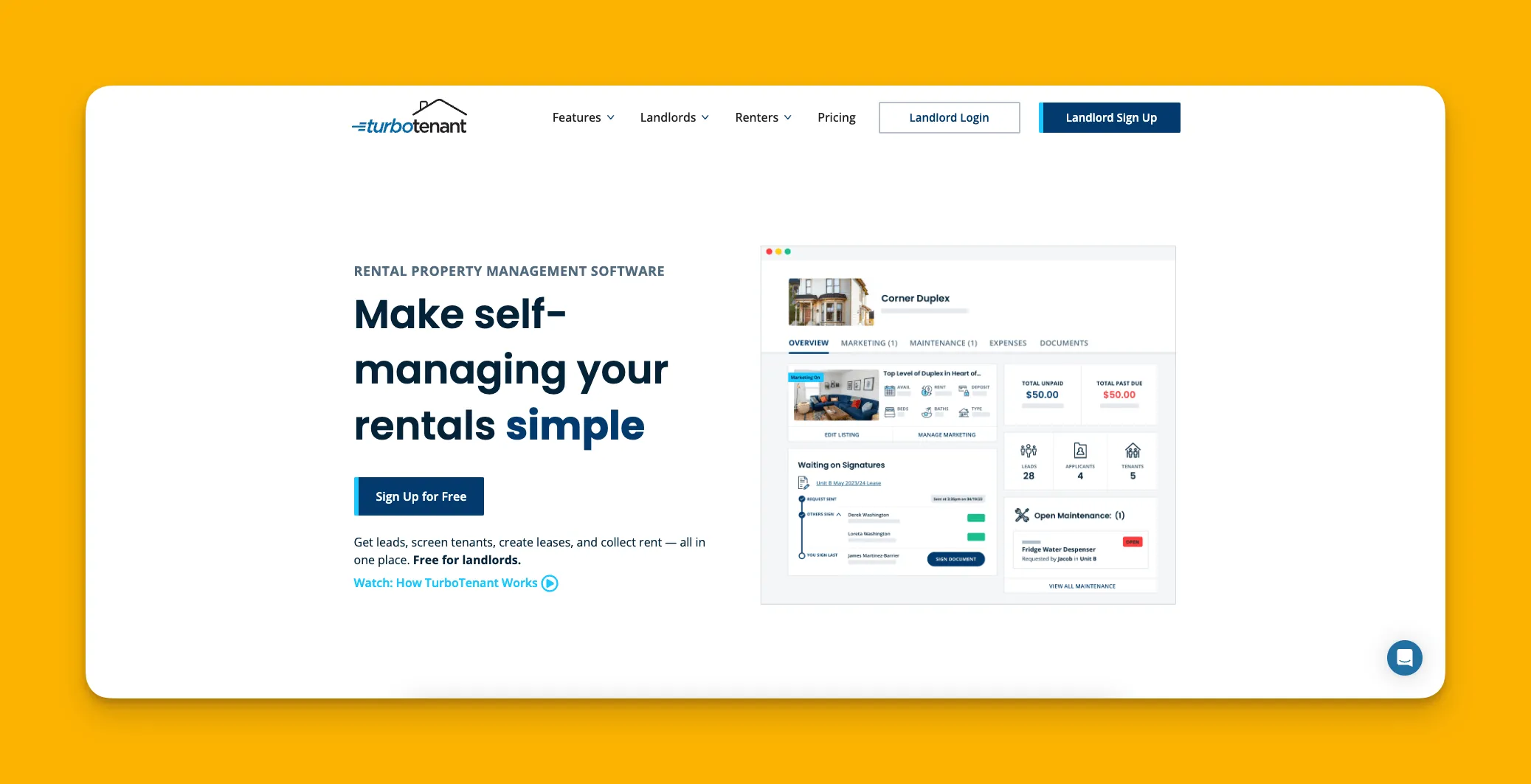 Panel de gestión de propiedades TurboTenant
