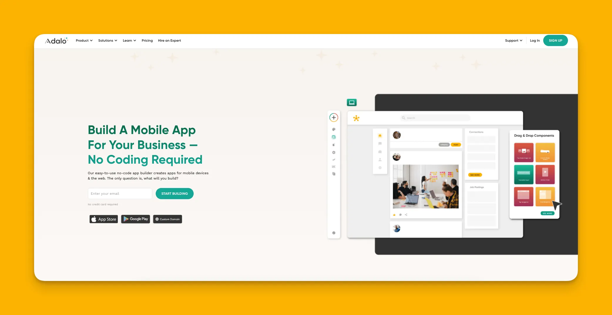 Interface du créateur d'applications Adalo