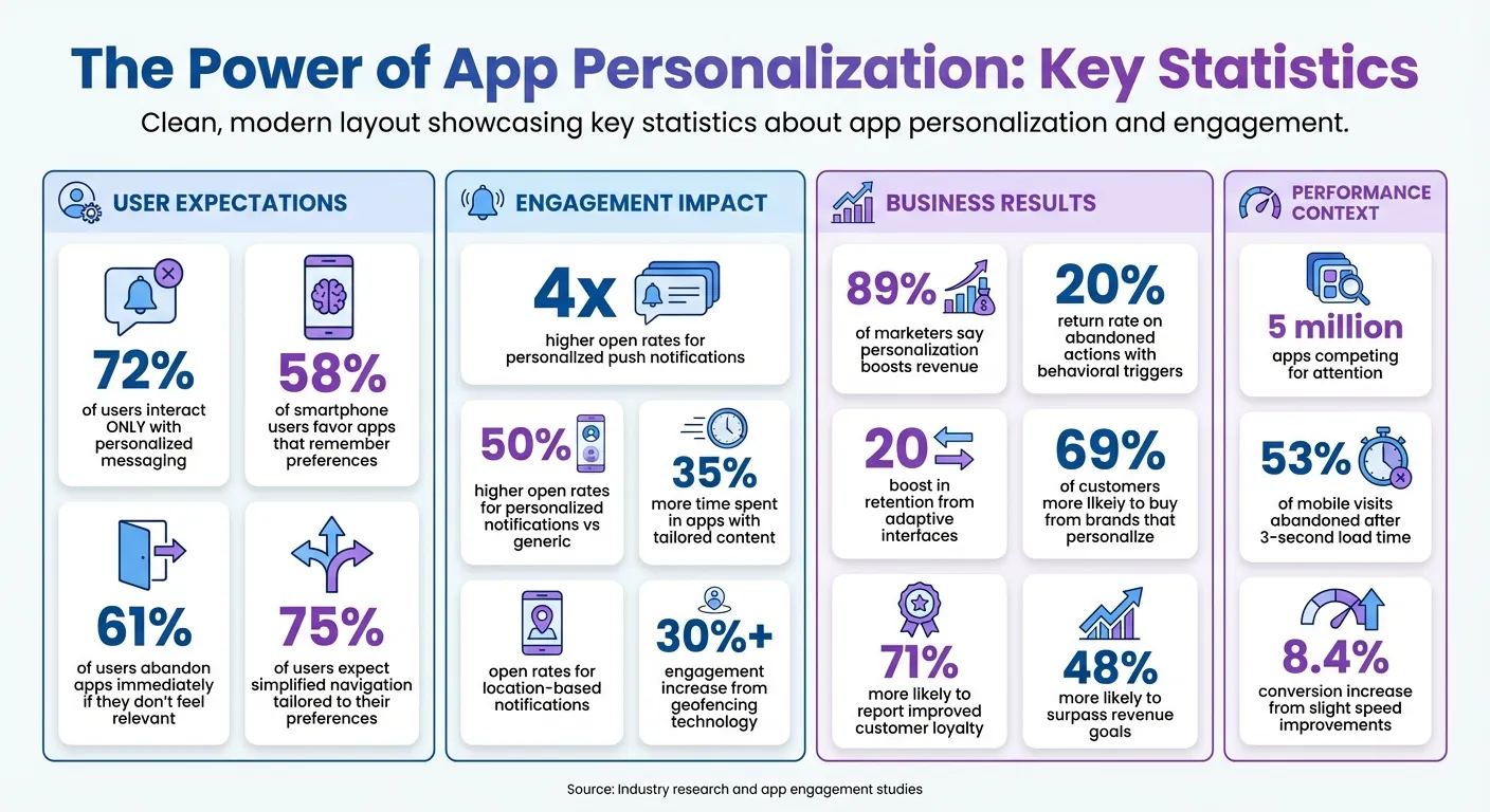 Statistiques de personnalisation d'application : impact sur l'engagement et les revenus