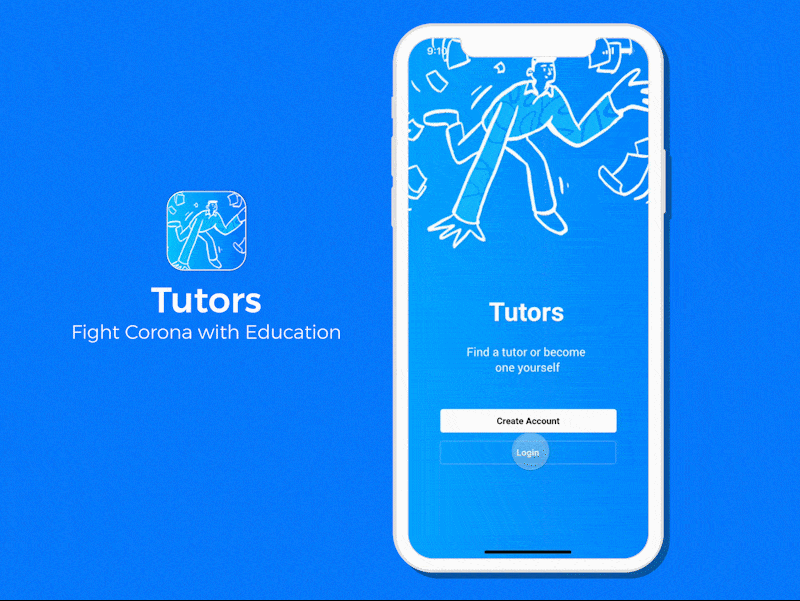 Demostración animada de la aplicación Tutors que conecta tutores con estudiantes por Seth Fannin