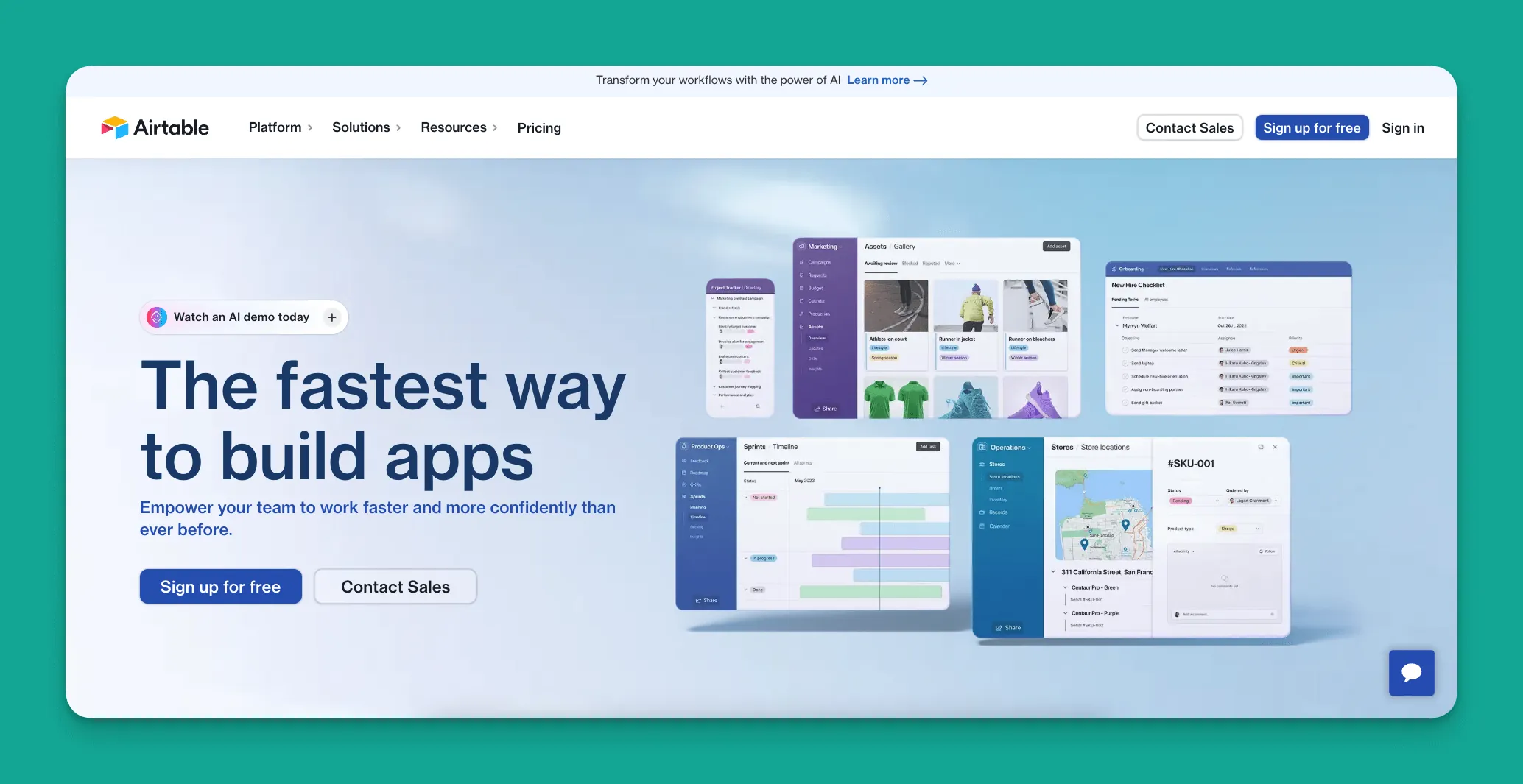 Interfaz de hoja de cálculo de Airtable