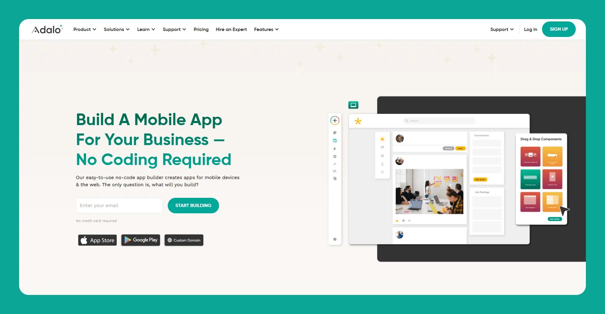 Interfaz del constructor de aplicaciones de barbería de Adalo