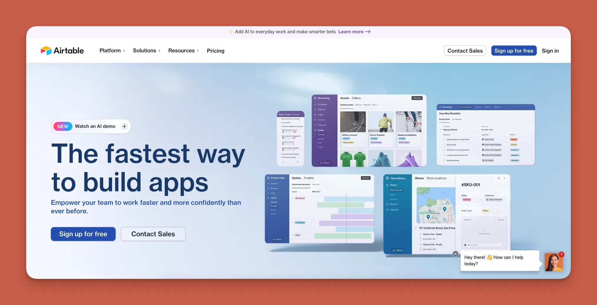 Interface du générateur de base de données Airtable