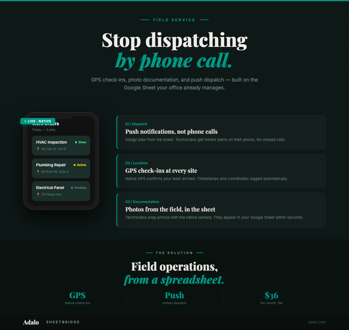 Créer une application de service sur le terrain à partir de Google Sheets