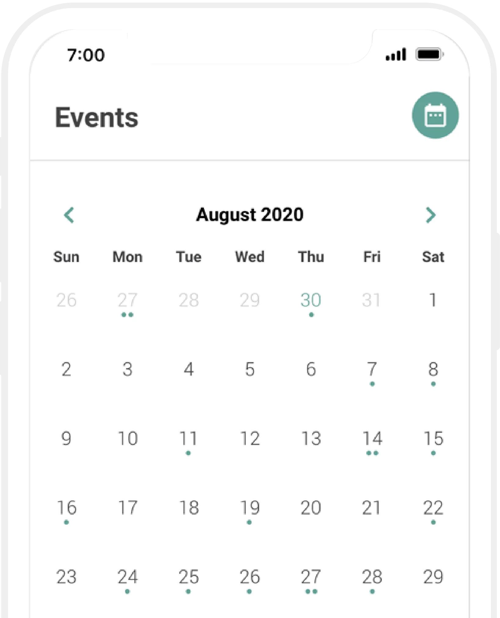 Calendar — Kit cloneable de Adalo