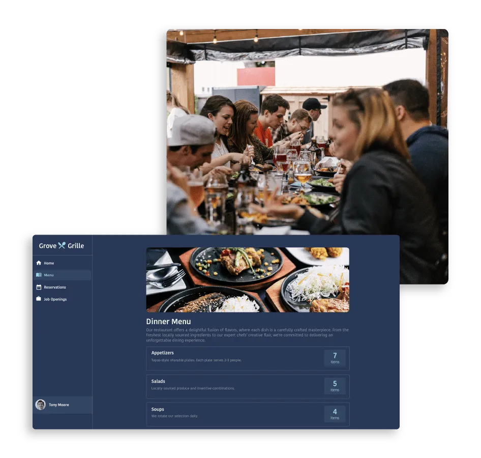 Muestra tus elementos del menú