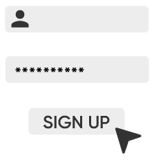Una pantalla simple de registro de usuario con un nombre de usuario, contraseña y cursor.