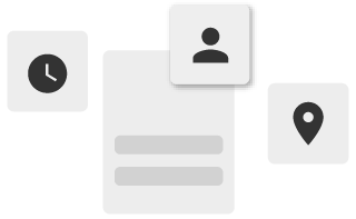 Un grupo simple de iconos relacionados con la planificación de eventos, como ubicación, hora y cantidad de invitados.