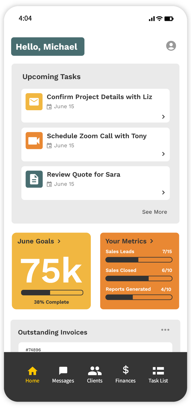 CRM mobile app built with Adalo