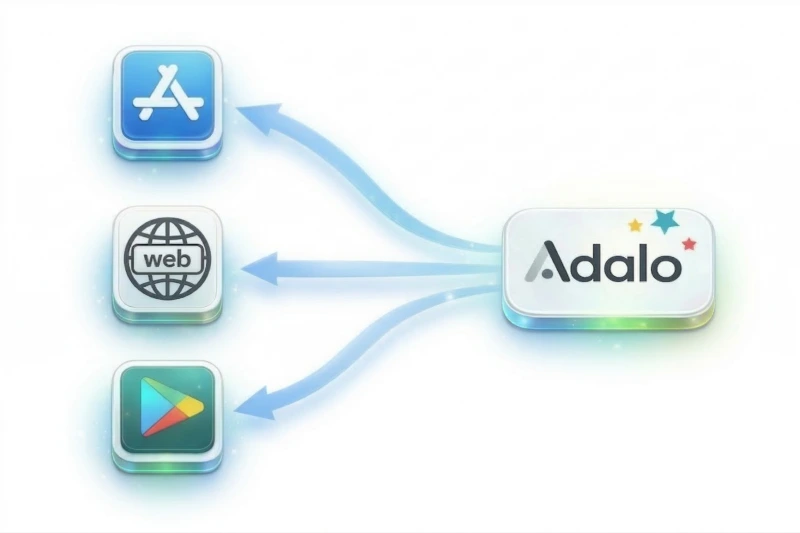 Adalo publishing to Apple App Store, Google Play, and web